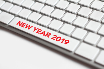 New year 2019 on the keyboard.