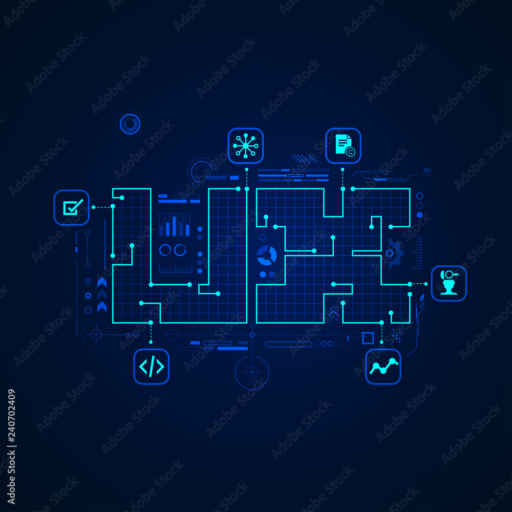 Aufkleber concept of user experience design strategy, ux sign with digital technology interface and icons