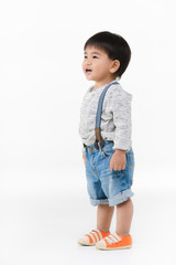 Asian kid on isolated background