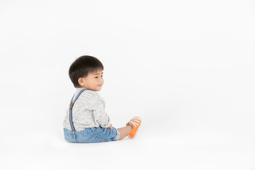 Asian kid on isolated background