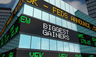 Biggest Gainers Stock Market Ticker Words 3d Illustration