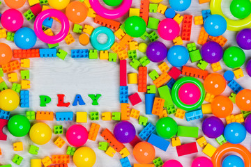 Fototapeta na wymiar multicolored toys blocks and bricks