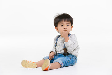 asian kid on isolated background