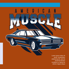 American muscle cars label, vector muscle car icon - Vector 