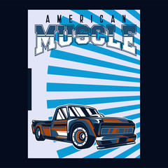 American muscle cars label, vector muscle car icon - Vector 