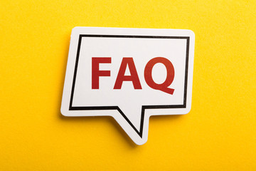 FAQ Speech Bubble Isolated On Yellow Background