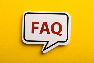 FAQ Speech Bubble Isolated On Yellow Background