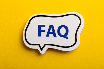 FAQ Speech Bubble Isolated On Yellow Background