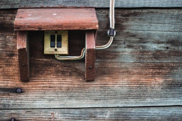 switch on the outer wall of the barn