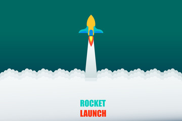 rocket launch template background vector illustration eps10
