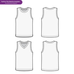  Sleeveless TANK TOP fashion flat technical drawing template
