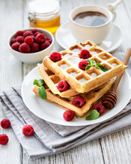 Homemade waffles with berries