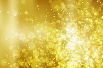 Abstract colorful bokeh and glowing spakling shining particles in random. Lighting effects of flash. Blurred vector background with light glare.