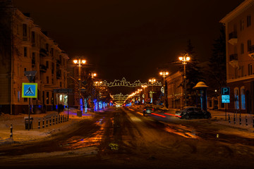 winter night cityscape Christmas and New Year