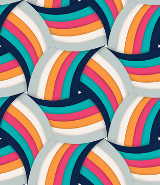 Seamless Colorful Geometric Interlocking Pattern. Circular Grid. EPS 10 Vector Background.