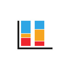 Colorful bar chart graphic icon design template