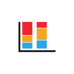 Colorful bar chart graphic icon design template