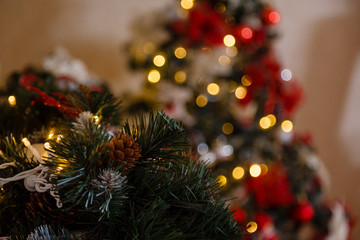 christmas tree with gifts and lights