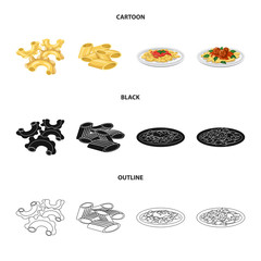 Vector design of pasta and carbohydrate icon. Collection of pasta and macaroni vector icon for stock.