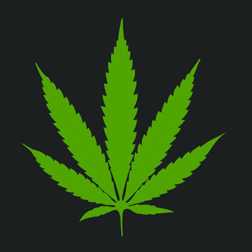 Marijuana Leaf Clipart. Green Cannabis Leaf Illustration,black background.