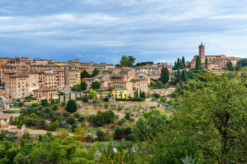Fototapeta na wymiar View on Siena city from Chiesa di Sant'Agostino. Italy