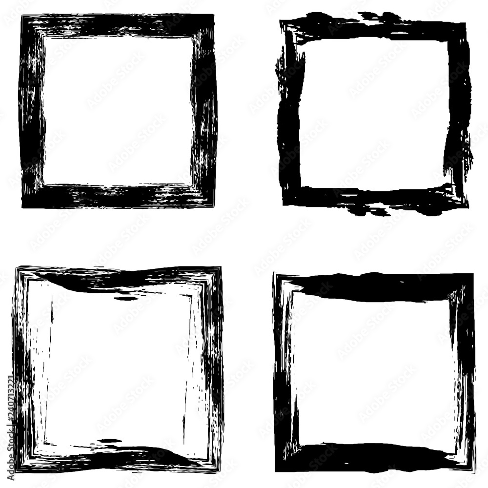 Poster set picture frame drawn with a stiff brush, vector abstract makeovers photo frame hand drawn