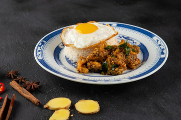 Kam Heong stir fry Chicken rice , malaysian dish