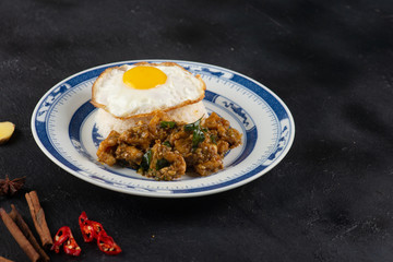 Kam Heong stir fry Chicken rice , malaysian dish