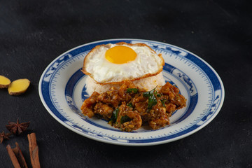 Kam Heong stir fry Chicken rice , malaysian dish