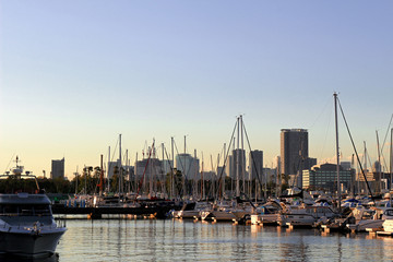 Scenery of marina at the time of twilight