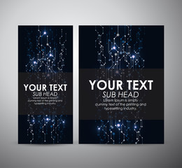 Brochure business design Abstract blue digital technology background. Abstract technology communication concept. Various technology elements.