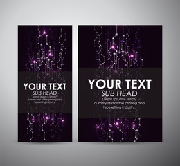 Brochure business design Abstract purple digital technology background. Abstract technology communication concept. Various technology elements.