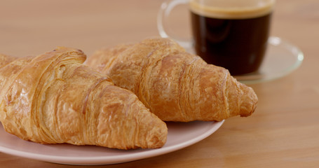 Croissant and hot coffee