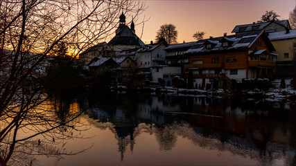 Obraz premium Beautiful sunset view at Regen-Bavaria-Germany