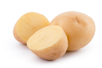 raw yellow potato isolated on white background