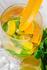 refreshing cold citrus water with mint