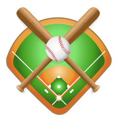 Baseball field plan and formation players. Vector illustration