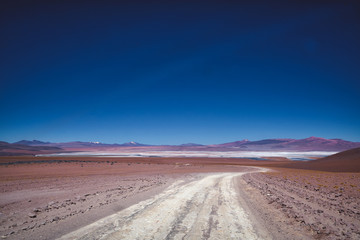Dirt track leading to the Siloli salt flats