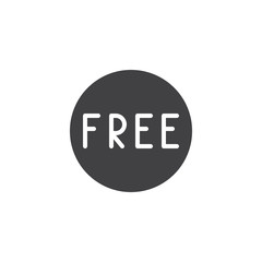 Free circle button vector icon. filled flat sign for mobile concept and web design. price label simple solid icon. Symbol, logo illustration. Pixel perfect vector graphics