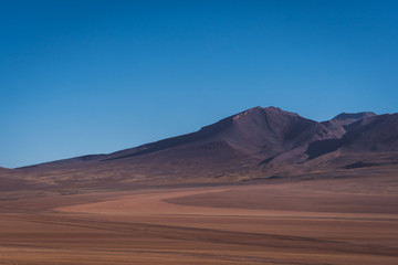 Desolate arid desert landscape in Bolivia