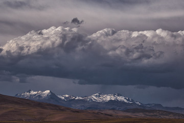 Dark hevy clouds over Andes mountains
