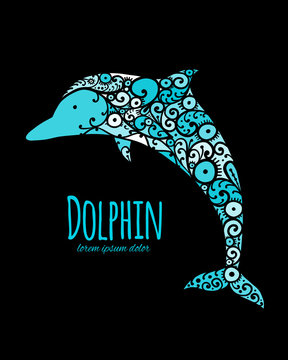 Dolphin ornate logo, sketch for your design