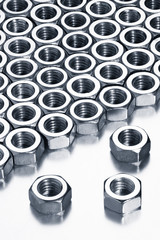 Set metal nut on white background