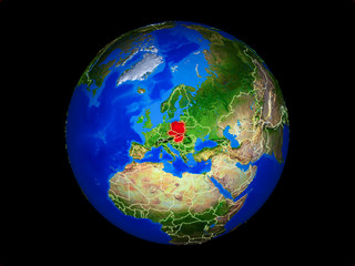 Visegrad Group on planet planet Earth with country borders. Extremely detailed planet surface.