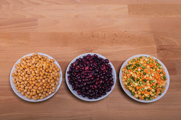 The concept of natural healthy food. Grains of various beans close up