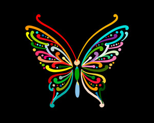 Fototapeta na wymiar Ornate colorful butterfly for your design