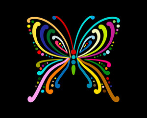 Ornate colorful butterfly for your design