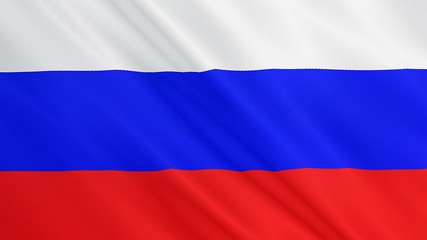 Russia flag is waving 3D animation. Symbol of Russian national on fabric cloth 3D rendering in full perspective.