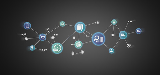 Logistic organisation with icon and connection 3d rendering