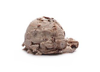 Caramel ice cream ball isolated on white background